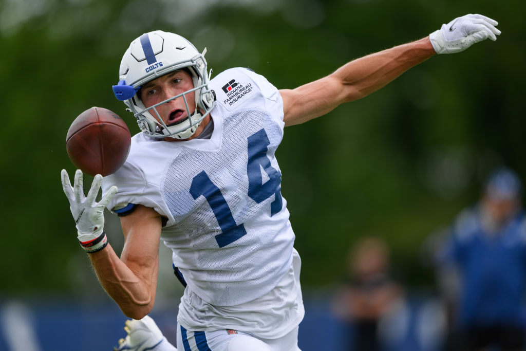 Colts rookie WR-Alec Pierce tries to make a catch.