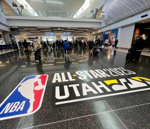 Utah Airport welcoming many people who are arriving for the allstar game
