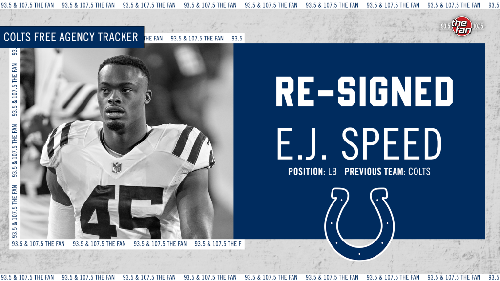 EJ Speed signs with the Colts in Free Agency