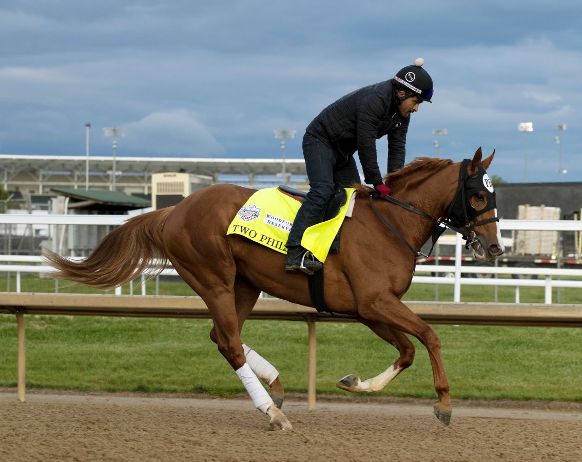 two phil's kentucky derby racing horse that is getting practice