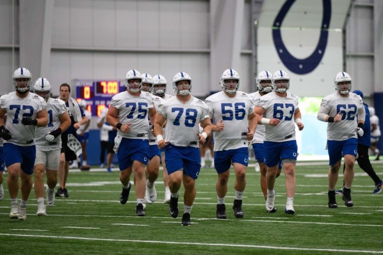 Offensive Line (9): Blake Freeland*, Wesley French, Will Fries, Ryan Hayes*, Ryan Kelly, Quenton Nelson, Bernhard Raimann, Braden Smith, Josh Sills