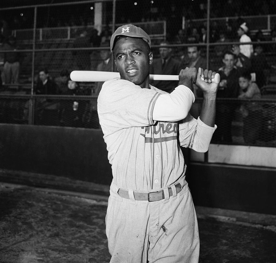 Jackie Robinson Swinging Bat