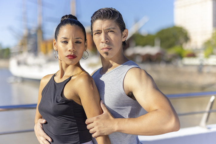 Beautiful argentine tango dancers in the streets of Buenos Aires Argentina