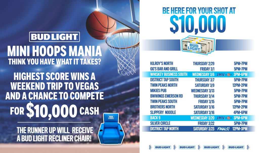 bud light pop a shot partnered with 93.5 & 107.5 The Fan