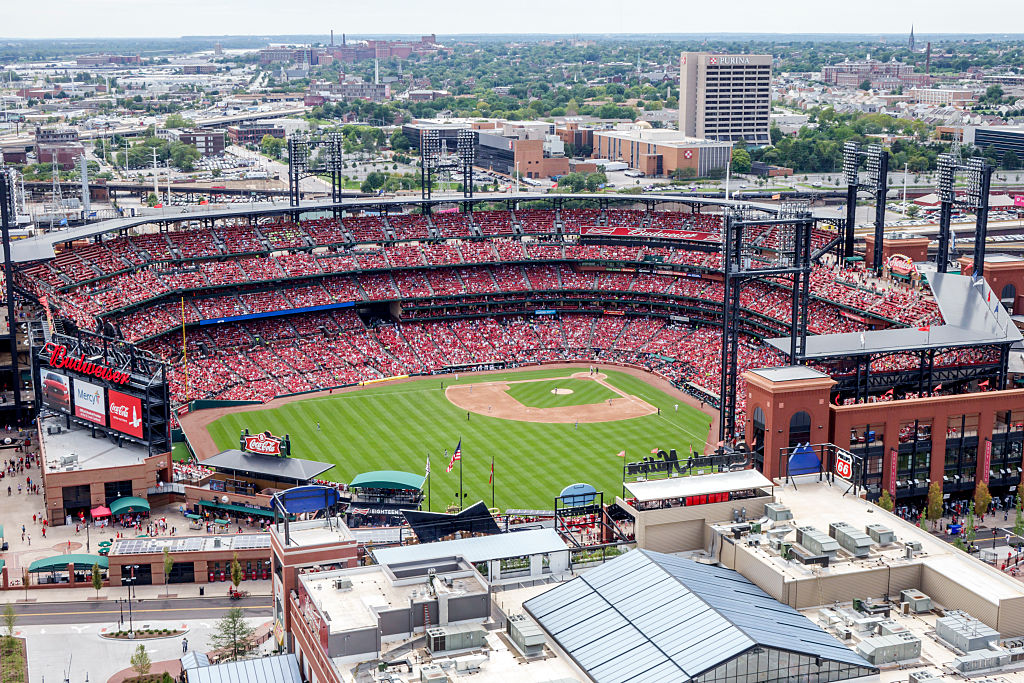 Aerial view of Busch Stadium.