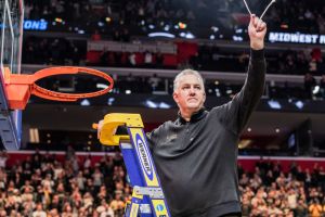 Head Coach Matt Painter of Purdue Boilermakers celebrates...