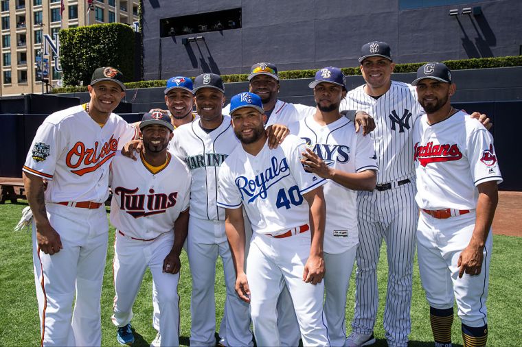 Manny Machado, Eduardo Nunez, Edwin Encarnacion, Kelvin Herrera, Robinson Cano, Alex Colome, Dellin Betances, Danny Salazar, and David Ortiz