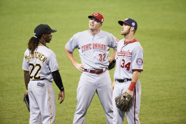 Andrew McCutchen, Jay Bruce, and Bryce Harper