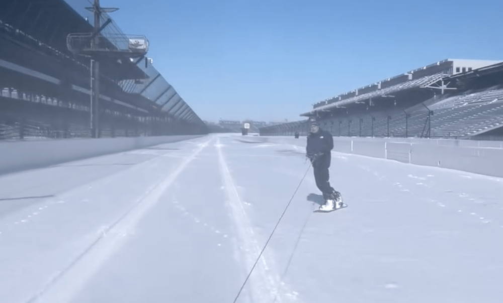 WATCH: IMS President Doug Boles Takes Snowboarding to the Indianapolis Motor Speedway