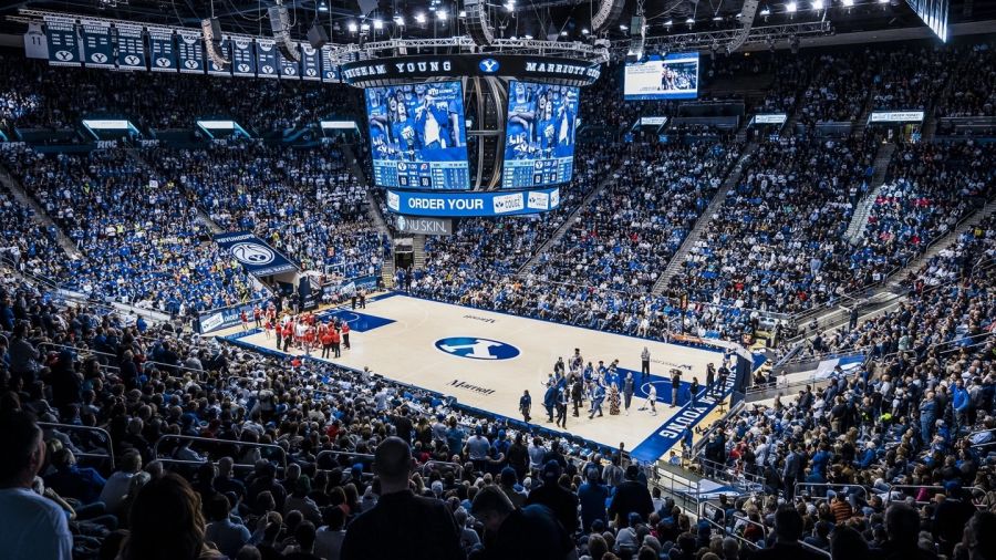 Marriott Center BYU court full of blue for article on toughest