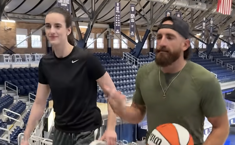 Caitlin Clark and Dude Perfect team up for a hinkle heave