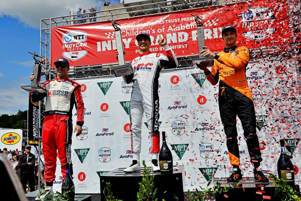 Scott McLaughlin, Alex Palou and Christian Lundgaard - Children's of Alabama Indy Grand Prix - By: Paul Hurley