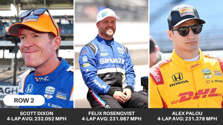 (9) Scott Dixon, (60) Felix Rosenqvist, (10) Alex Palou