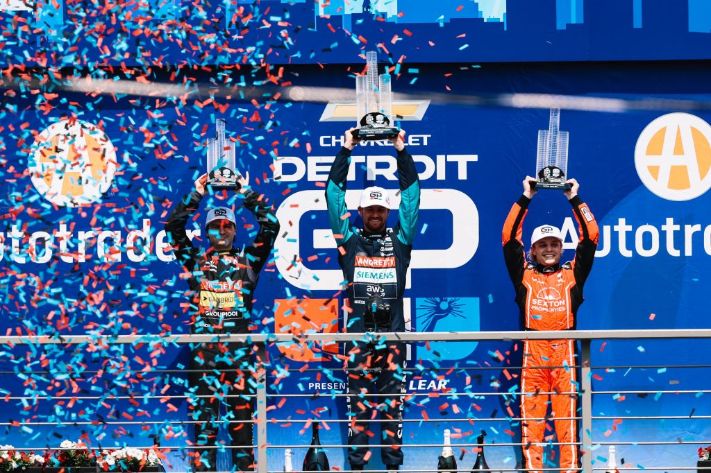 Colton Herta, Santino Ferrucci and Kyle Kirkwood - Chevrolet Detroit Grand Prix - By: Joe Skibinski