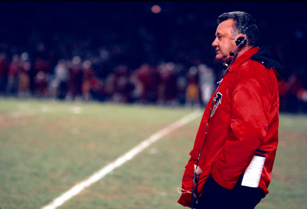 Norm Van Brocklin, Head Coach of the Atlanta Falcons, during an NFL football game against the Washington Redskins at RFK Stadium on Monday Night Football