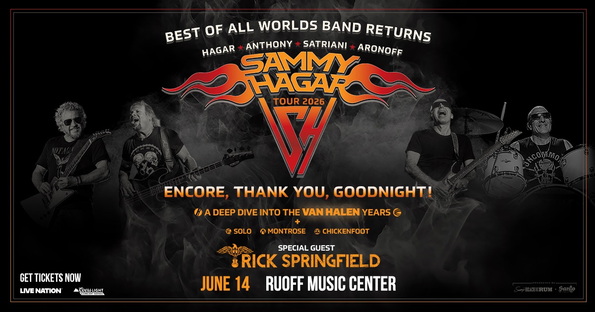 tickets to see Sammy Hagar with Rick Springfield, Sunday, June 14th at Ruoff Music Center!