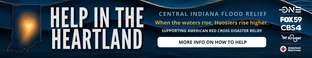 Help in the Heartland. Central Indiana flood relief. When the waters rise, Hoosiers rise higher. Supporting American Red Cross disaster relief.
